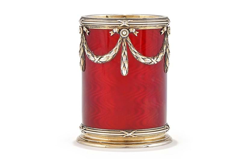 Inline Image - Fabergé, a silver-gilt guilloché enamel miniature vase, workmaster Anders (Antti) Nevalainen, St. Petersburg 1908-17 | Sold for £38,950