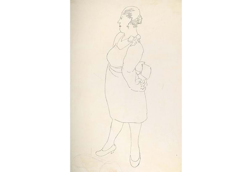 Inline Image - Sir Stanley Spencer (British 1891-1959), The Hotel Keeper's Wife, Study for Christ Preaching at Cookham Regatta, pencil | Est. £2,000-3,000 (+ fees)