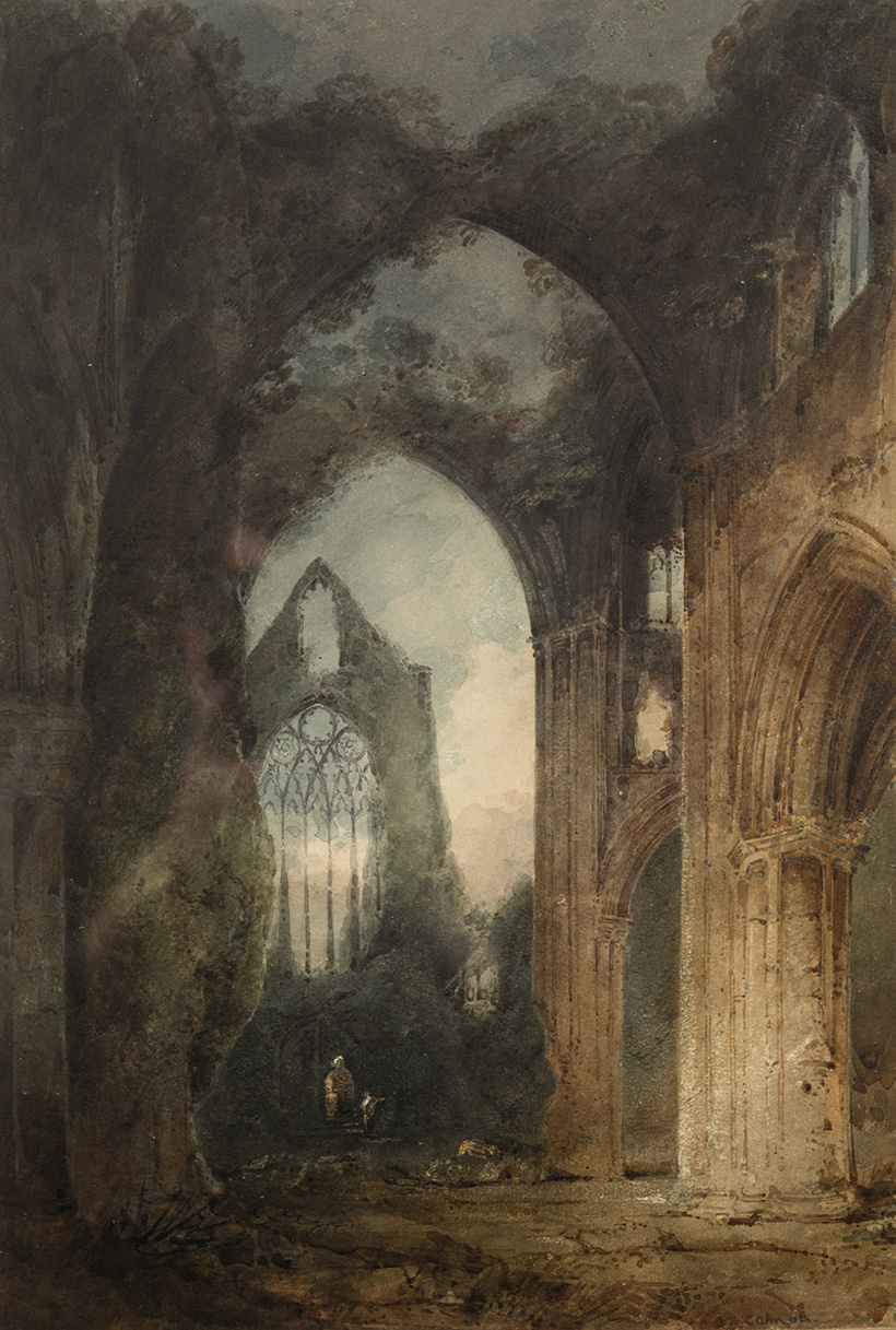 Inline Image - J S Cotman, 'Tintern Abbey by moonlight', c.1801-2, watercolour, pen and ink on paper, IB22. Private Collection, photography © David Kirkham Fisheye Images