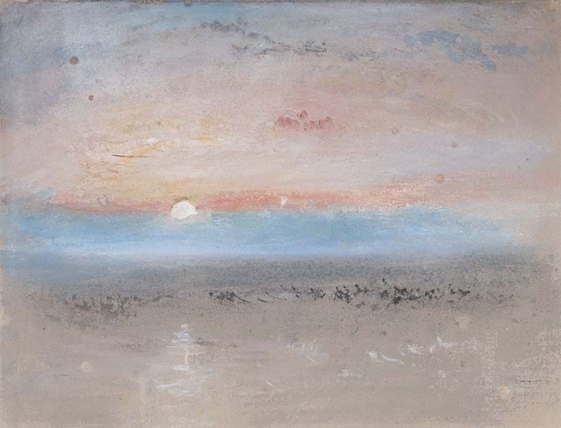 Inline Image - J M W Turner, ‘Sunset', c.1840, watercolour and bodycolour on buff paper, I/A/23. Private Collection, photography © David Kirkham Fisheye Images