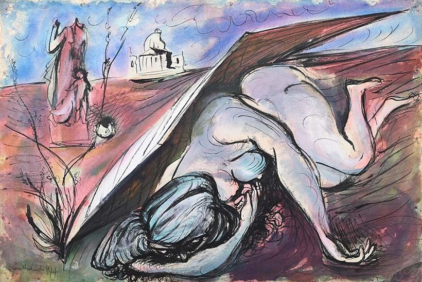 Inline Image - Lot 272: Ceri Richards (British 1903-1971), Devastated Landscape, watercolour and ink | Est. £5,000-7,000 (+ fees)