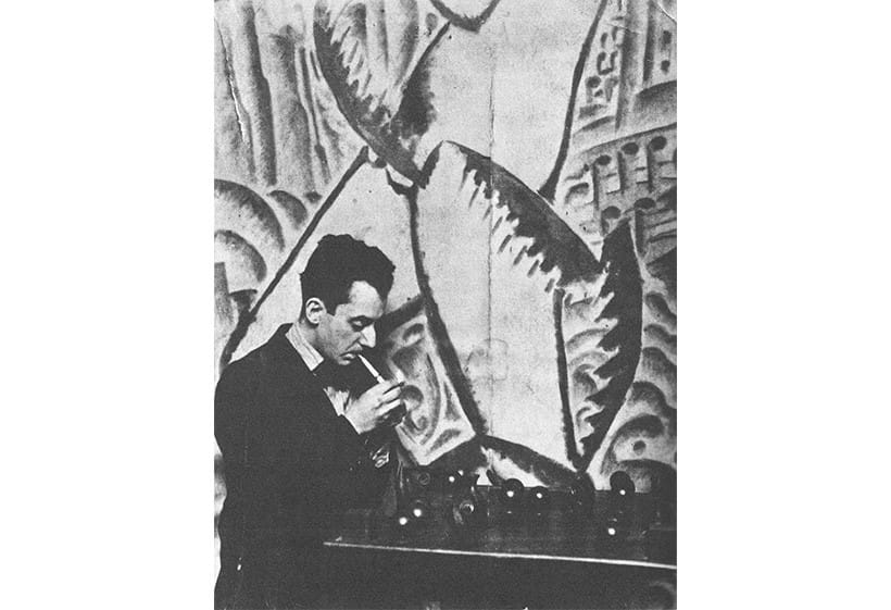 Inline Image - Fig. 2: Man Ray standing in front of his finished final version of 'Nude Playing Musical Instrument' © Man Ray Trust