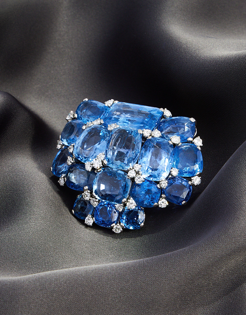 Inline Image - Lot 187: Cartier, a sapphire and diamond cluster clip brooch | Sold for £68,950