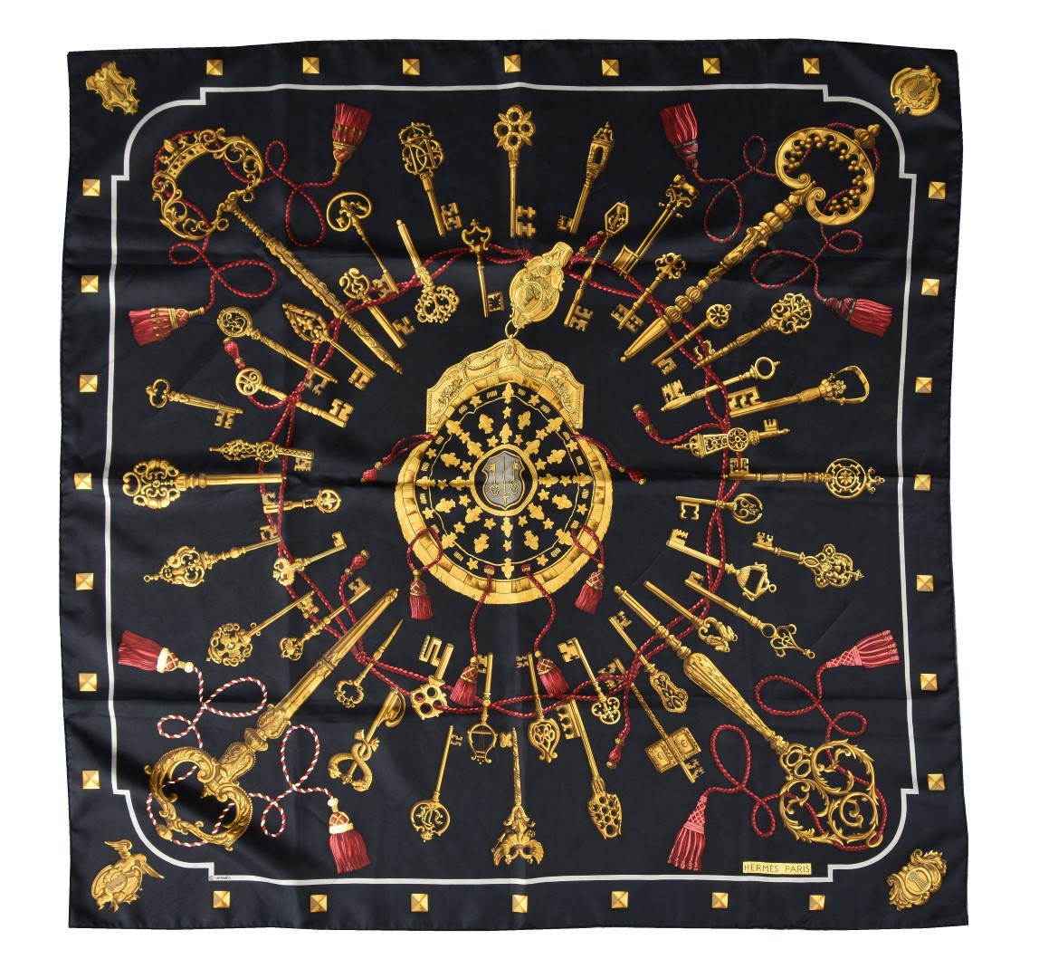 Hermès, Les Clés, a silk scarf designed by Cathy Latham 