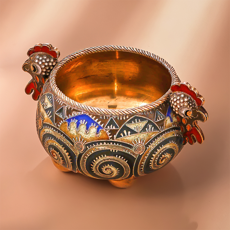Fabergé, a silver gilt cloisonné enamel salt cellar Moscow, 1908-1917