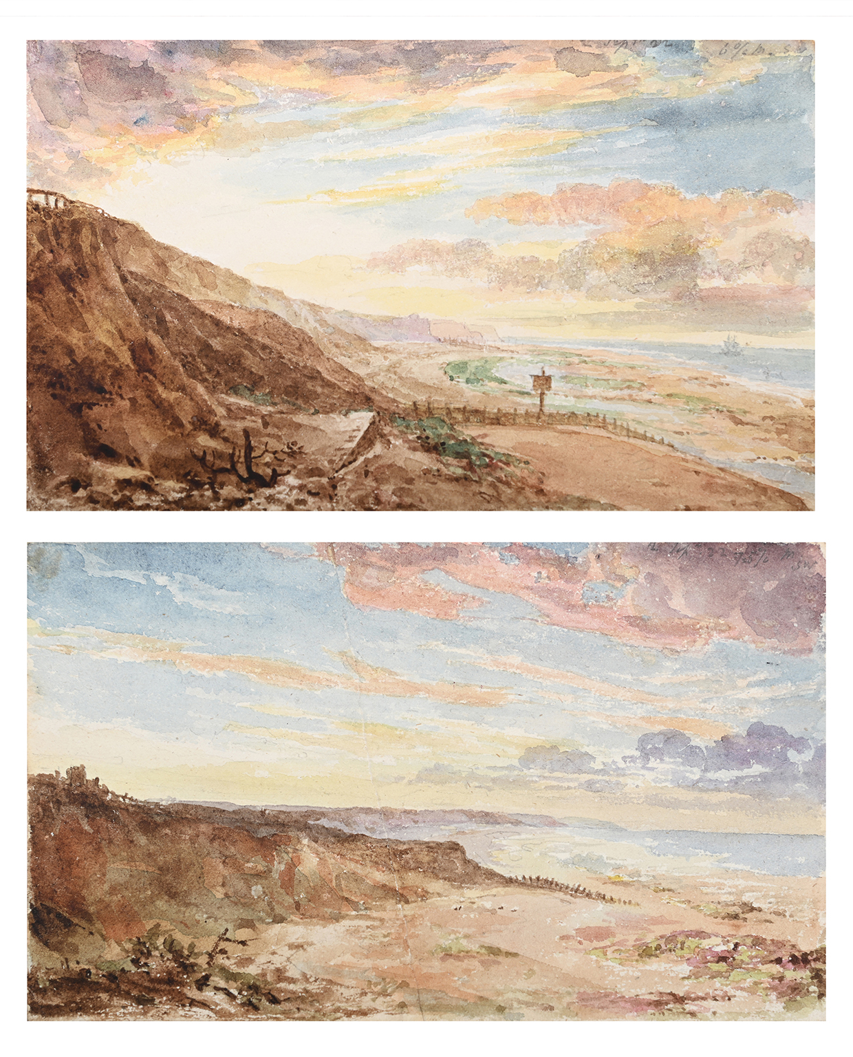 Inline Image - Lot 74:‡ Joseph Michael Gandy (British 1771-1843), 'Brighton, September 2 1822, 6.30 O'Clock'; 'Brighton Sunrise, September 2 1822, 5 O'Clock', Pencil and watercolour | Est. £1,000-1,500 (+ fees)