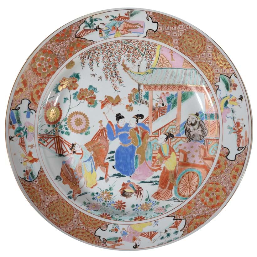 Inline Image - Large Chinese porcelain rose-verte charger, Qing dynasty, Kangxi-Yongzheng, circa 1722; est. £5,000-7,000 (+fees)
