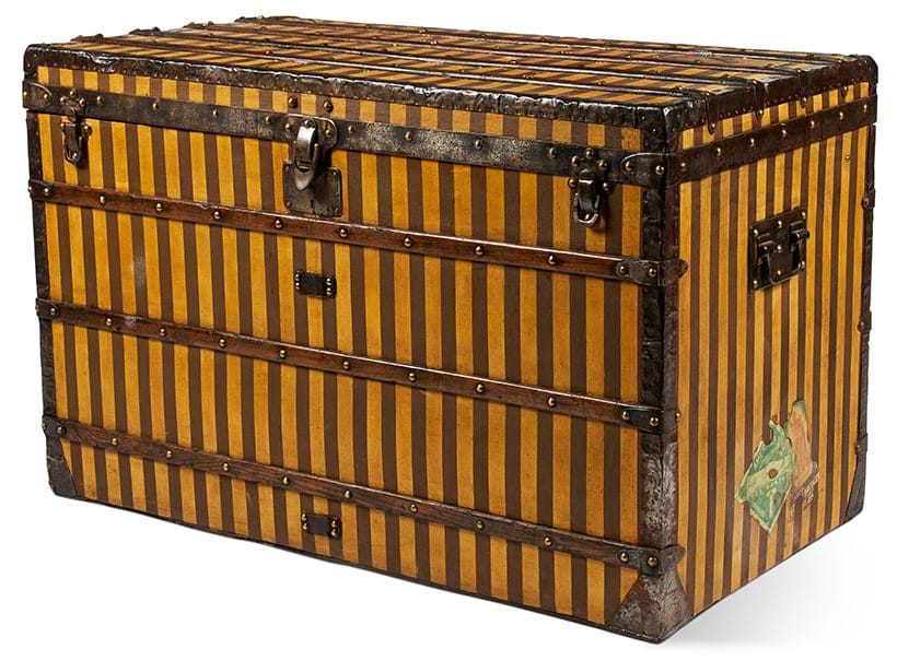 Inline Image - Louis Vuitton, yellow canvas wooden band steamer trunk, early 20th century | Sold for £16,250