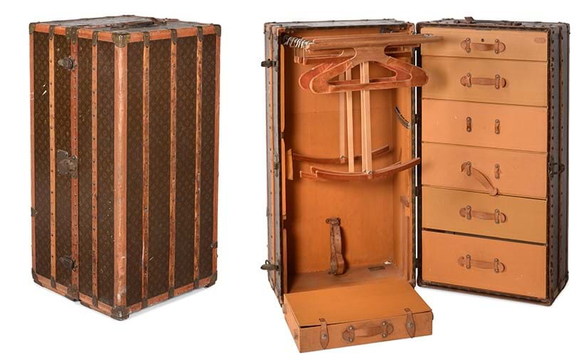 Inline Image - Louis Vuitton, a monogrammed coated canvas travelling wardrobe trunk, circa 1960 | Sold for £10,625