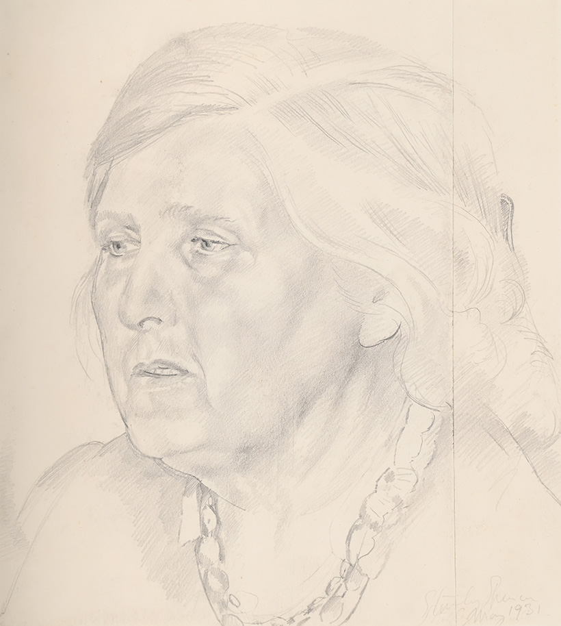 Inline Image - Lot 76: Sir Stanley Spencer (British 1891-1959), Portrait of Mrs Carline, pencil, signed and dated 1931 | Sold for £11,430