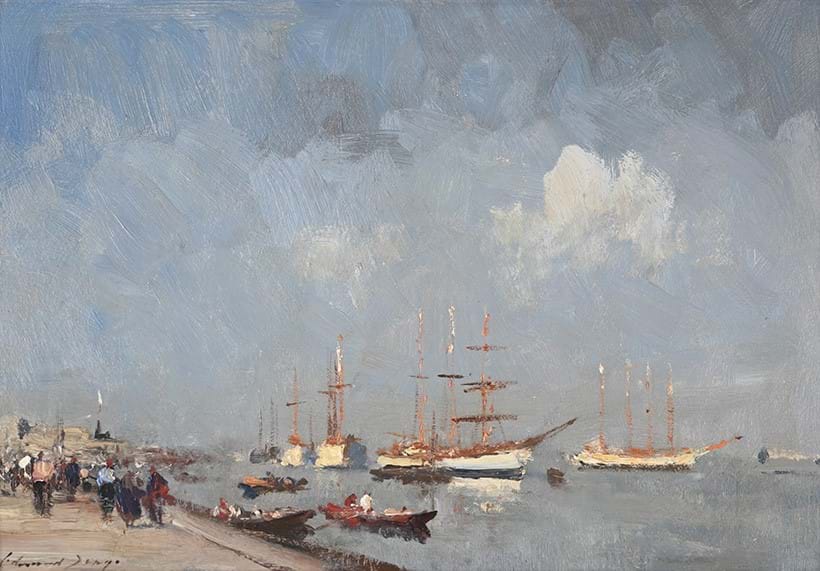Inline Image - Lot 258: Edward Seago (British 1910-1974), Schooners on the Tagus, oil on board | Sold for £17,780