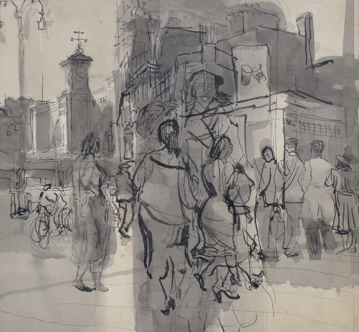Inline Image - Anthony Gross (British 1905-1984), City Traffic King’s Cross, office girls no.2, pencil, pen and ink and wash on paper; est. £500-700 (+fees), lot 58, Fine Pictures, 26 April 2018