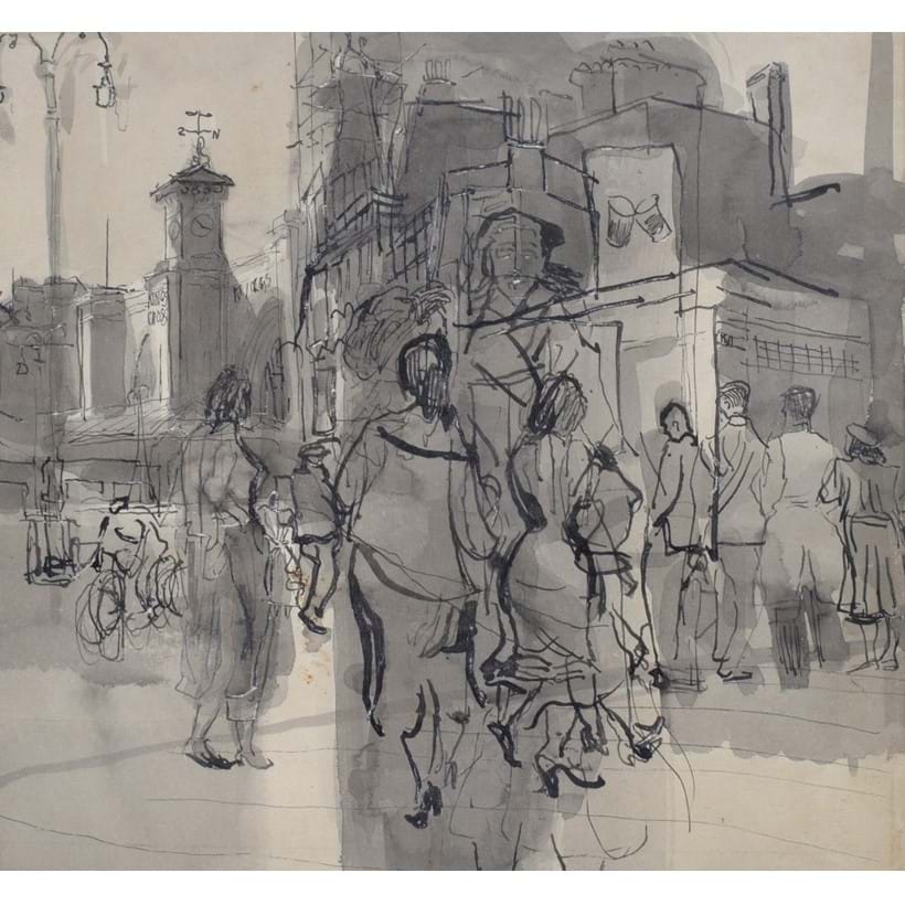 Inline Image - Anthony Gross (British 1905-1984), City Traffic King’s Cross, office girls no.2, pencil, pen and ink and wash on paper; est. £500-700 (+fees), lot 58, Fine Pictures, 26 April 2018