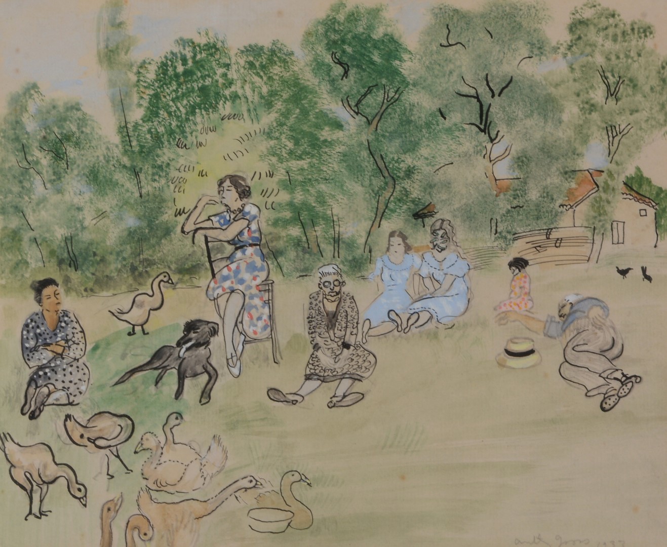 Inline Image - Anthony Gross (British 1905-1984), Terry's Birthday near Flamstead, watercolour and ink; sold for £1,488, February 2017