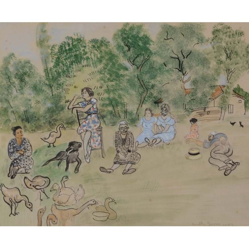 Inline Image - Anthony Gross (British 1905-1984), Terry's Birthday near Flamstead, watercolour and ink; sold for £1,488, February 2017