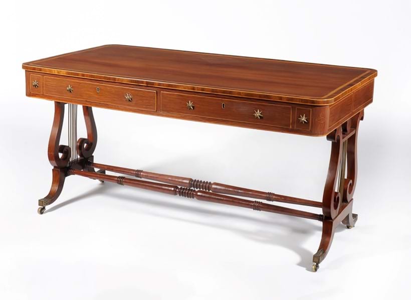 Inline Image - A Regency patridgewood and satinwood crossbanded library table, circa 1815, est. £4,000-6,000 (+fees)