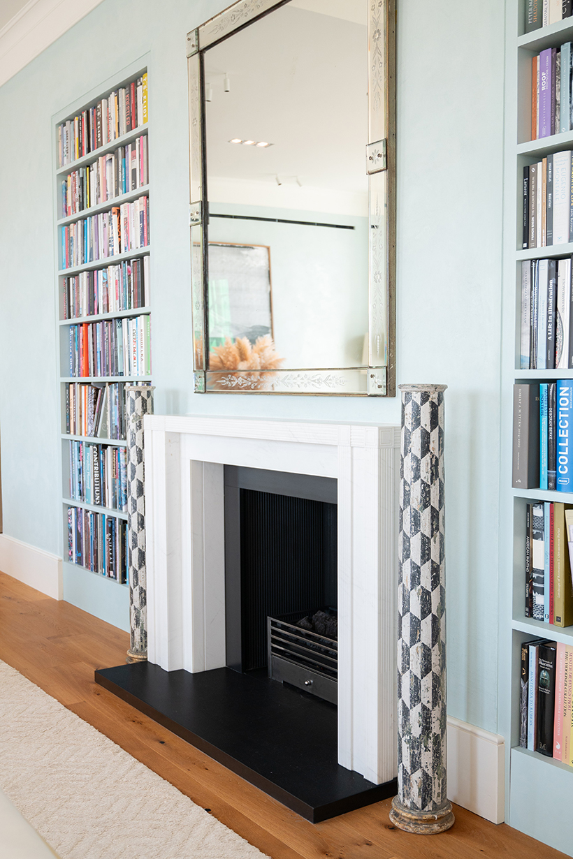 Inline Image - Lot 11: A pair of black and white painted wood columns, Italian, 18th or 19th century | Est. £1,000-1,500 (+ fees) and Lot 7: A clear and etched glass wall mirror, Venetian style, late 20th century | Est. £600-1,000 (+ fees)