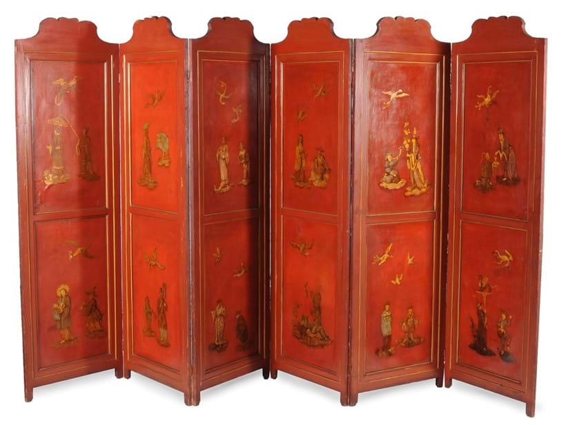 Inline Image - A painted six fold room screen, est. £3,000-5,000 (+fees)