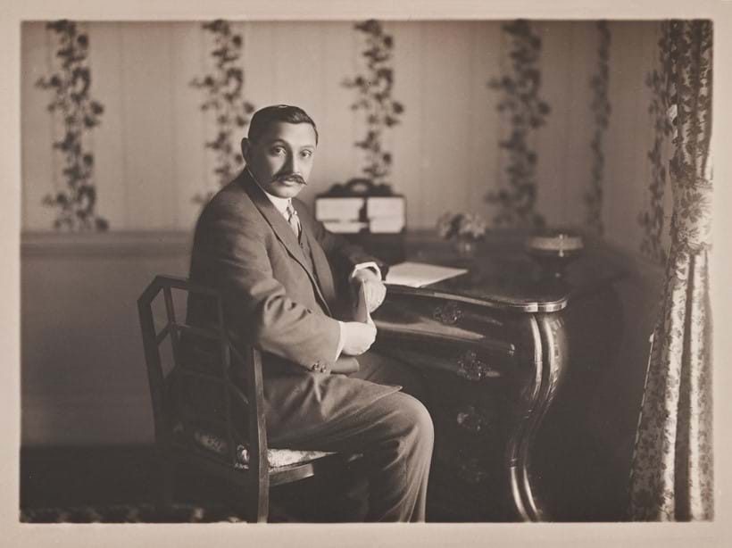 Inline Image - Lot 72: Carl Vandyck (British 1851-1931), ‘Ranji at His Desk’, Sepia photograph | Est. £500-800 (+ fees)
