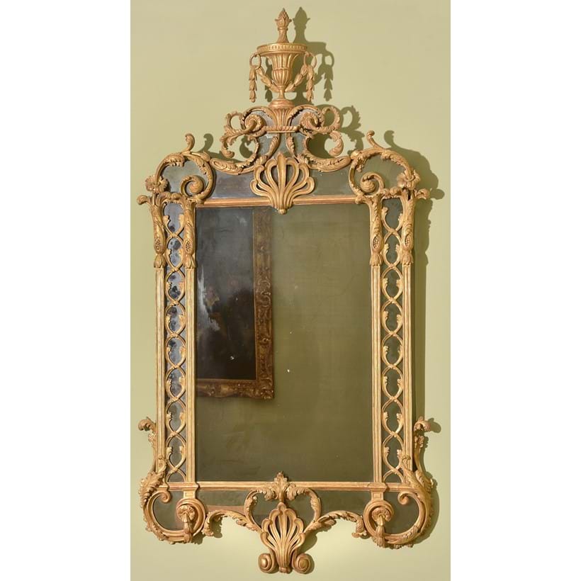 Inline Image - A George III carved gilt wood and gesso wall mirror, c. 1770, est. £15,000-25,000 (+fees)