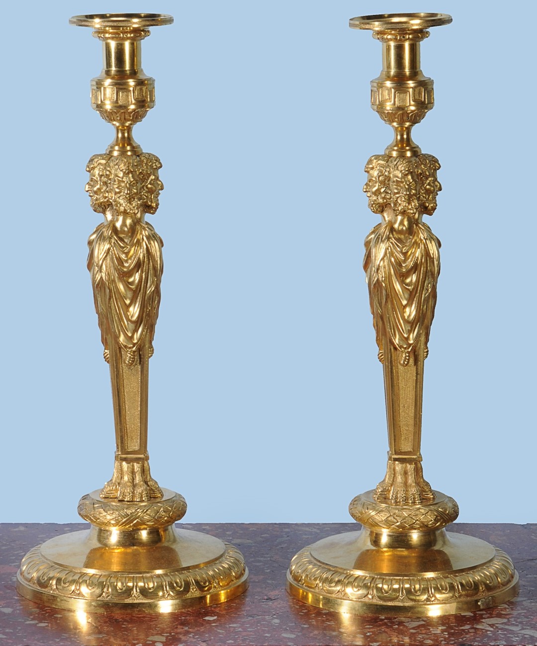 Inline Image - A pair of fine gilt bronze candlesticks, 19th century, est. £2,000-3,000 (+fees)
