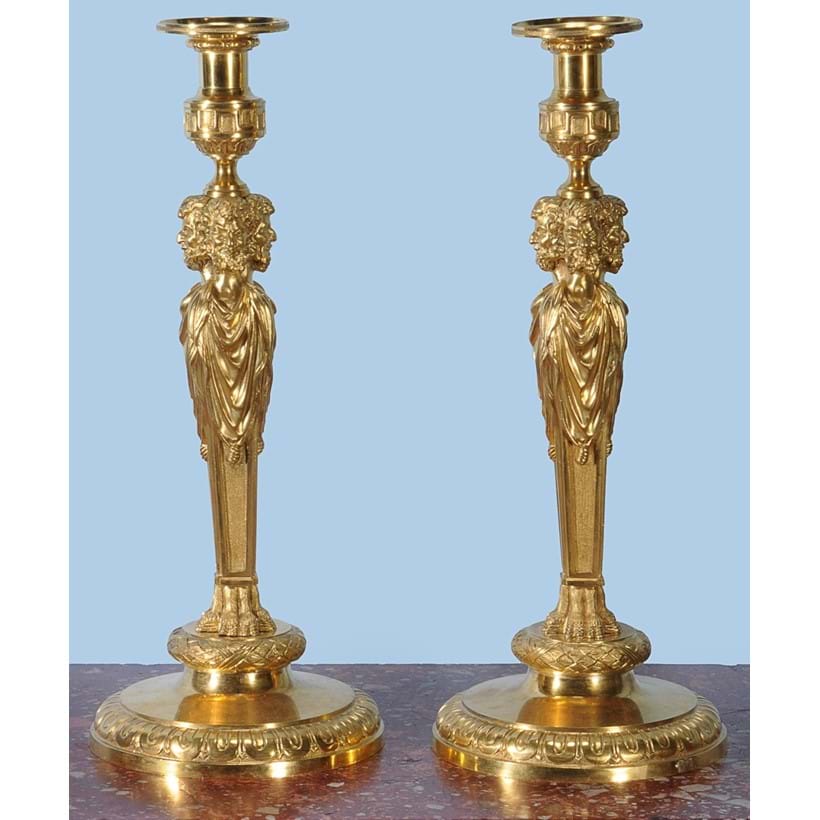 Inline Image - A pair of fine gilt bronze candlesticks, 19th century, est. £2,000-3,000 (+fees)