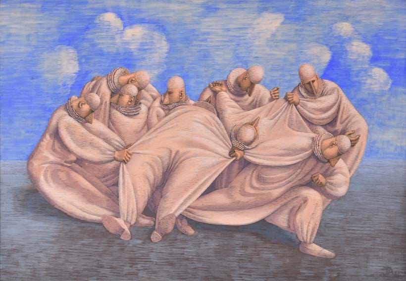 Inline Image - John Armstrong (British 1893-1973), The Living and the Dead, 
oil on canvas, signed with initials and dated 41 lower right, 
Provenance: Collection of Lionel Fielden;  est. £20,000-30,000 (+fees)