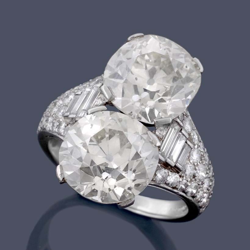 Inline Image - A two stone diamond Trombino ring by Bulgari, circa 1950 | Sold for £39,680