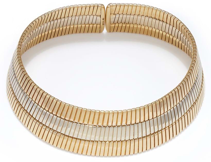 Inline Image - Bulgari, a bicoloured 'Tubogas' collar necklace, circa 1970s | Sold for £37,700