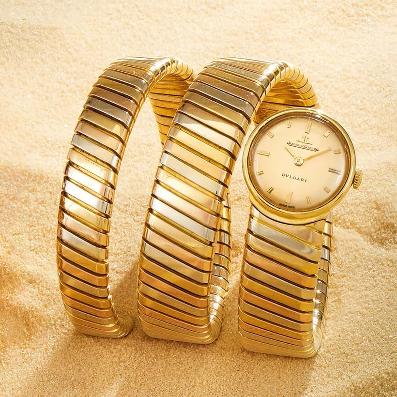 Inline Image - Bulgari and jaeger-lecoultre, a tricoloured 'Tubogas Serpenti' bracelet watch, circa 1970s | Sold for £12,600