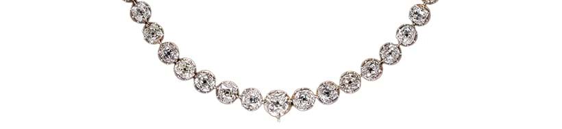 Inline Image - A Victorian diamond riviere necklace, circa 1880, the graduated old mine cut diamonds, approximately 34.94 carats total | Sold at Dreweatts for £45,880