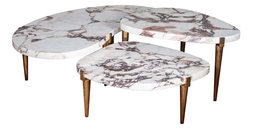 Inline Image - Lot 138: A group of three Breche Violette marble low occasional tables designed by Peter Mikic, modern | Sold for £10,795