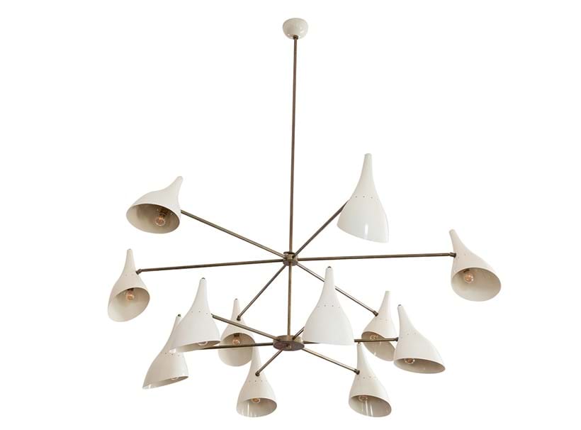 Inline Image - Lot 204: Manner of Stilnovo (Italian), a patinated metal and enamel twelve branch ceiling light second half 20th century | Sold for £9,525