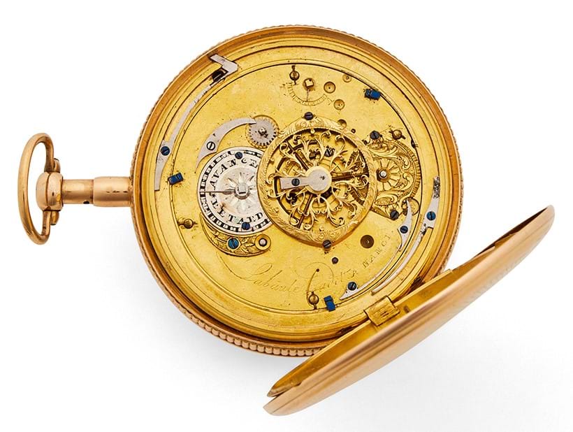 Inline Image - Lot 103: A French 18ct gold quarter-repeating watch inscribed as being a prize from the Battle of Waterloo, Lebaute Cadet, Nancy, circa 1815 | Est. £2,000-3,000 (+ fees)