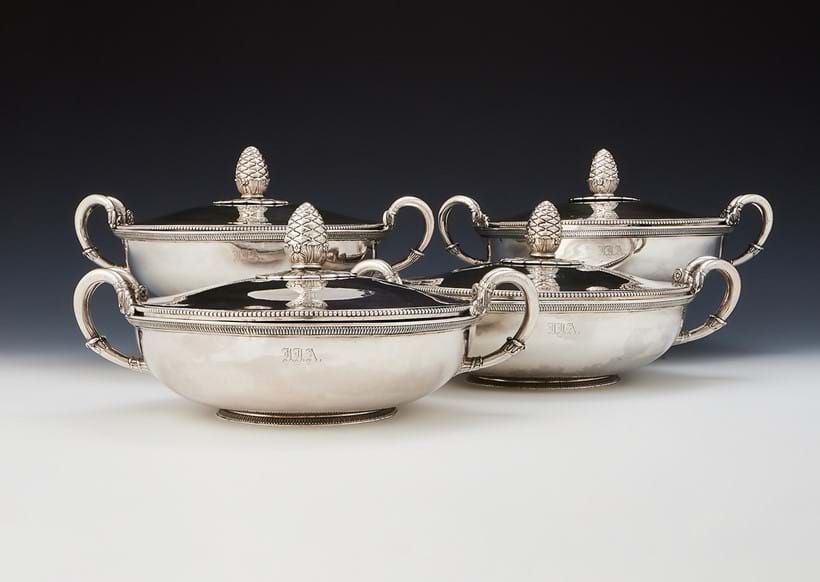 Inline Image - Lot 373: A set of four French silver vegetable dishes, Jacques-Henri Fauconnier, Paris 1819-1838, .950 Standard | Est. £4,000-6,000 (+ fees)