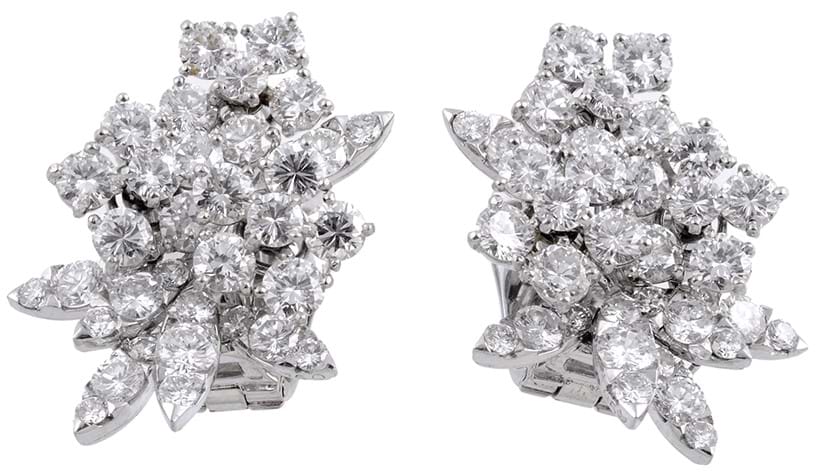 Inline Image - Van Cleef & Arpels, a pair of diamond earrings designed as a foliate spray | Sold for £15,500