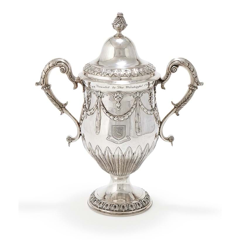 Inline Image - Lot 147: A George III Irish silver cup and cover, Joseph Jackson, Dublin, circa 1800 | Est. £2,000-3,000 (+ fees)
