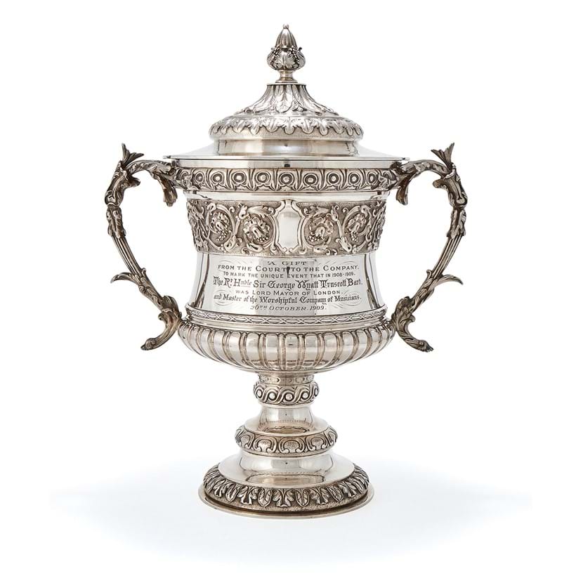 Inline Image - Lot 158: An Edwardian silver cup and cover, Franky Hyams Ltd., London 1905 | Est. £2,500-3,500 (+ fees)