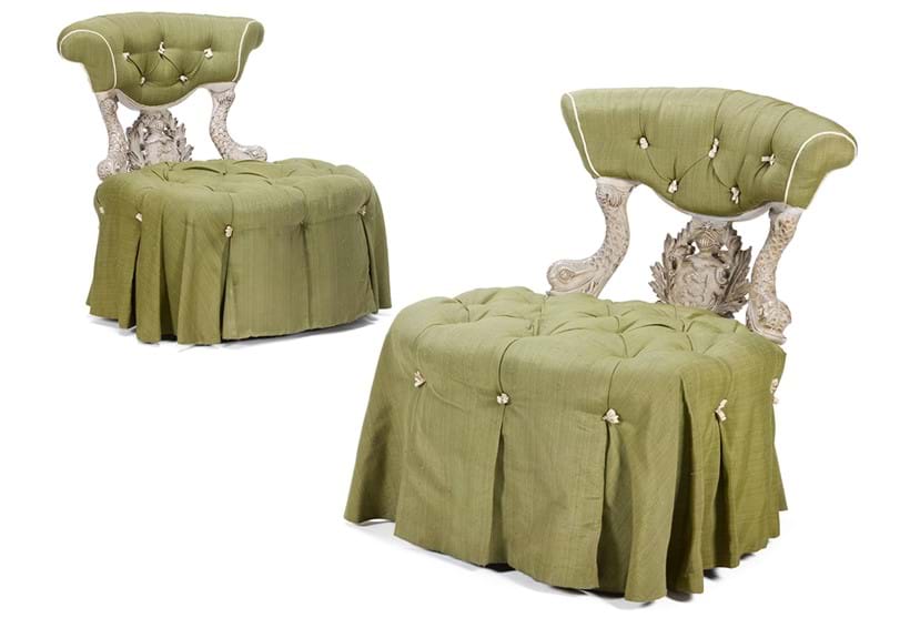 Inline Image - Syrie Maugham (British, 1879-1955), a pair of 'Dolphin' chairs, circa 1930 | Est. £4,000-6,000 (+ fees)