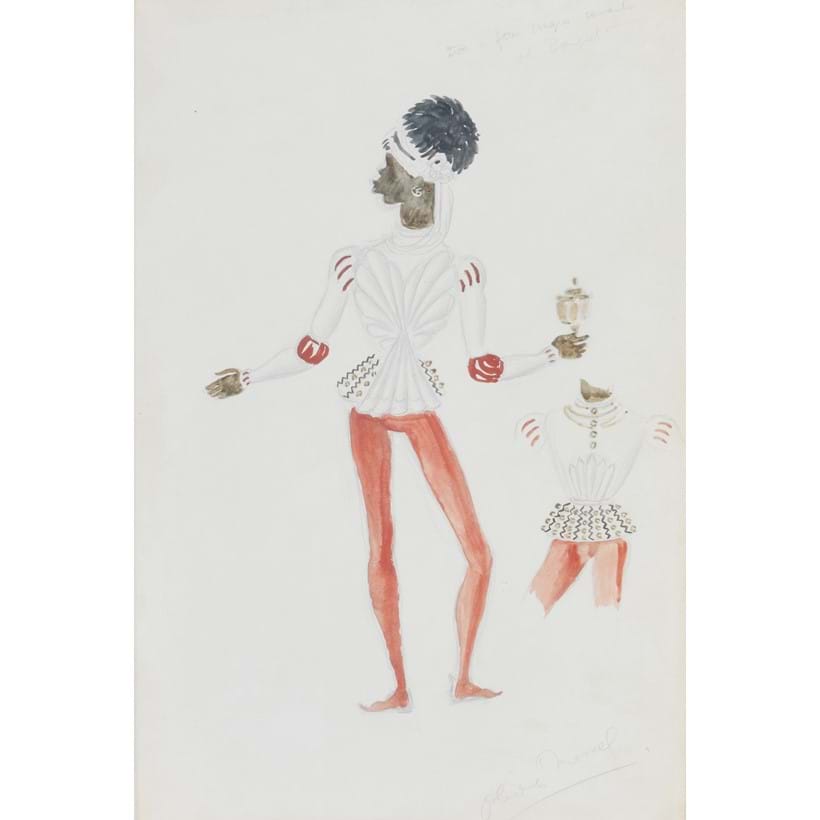 Inline Image - Lot 20: Oliver Messel (British 1904-1978), 'Costume Design for Banquet', Watercolour and pencil | Est. £800-1,200 (+ fees)