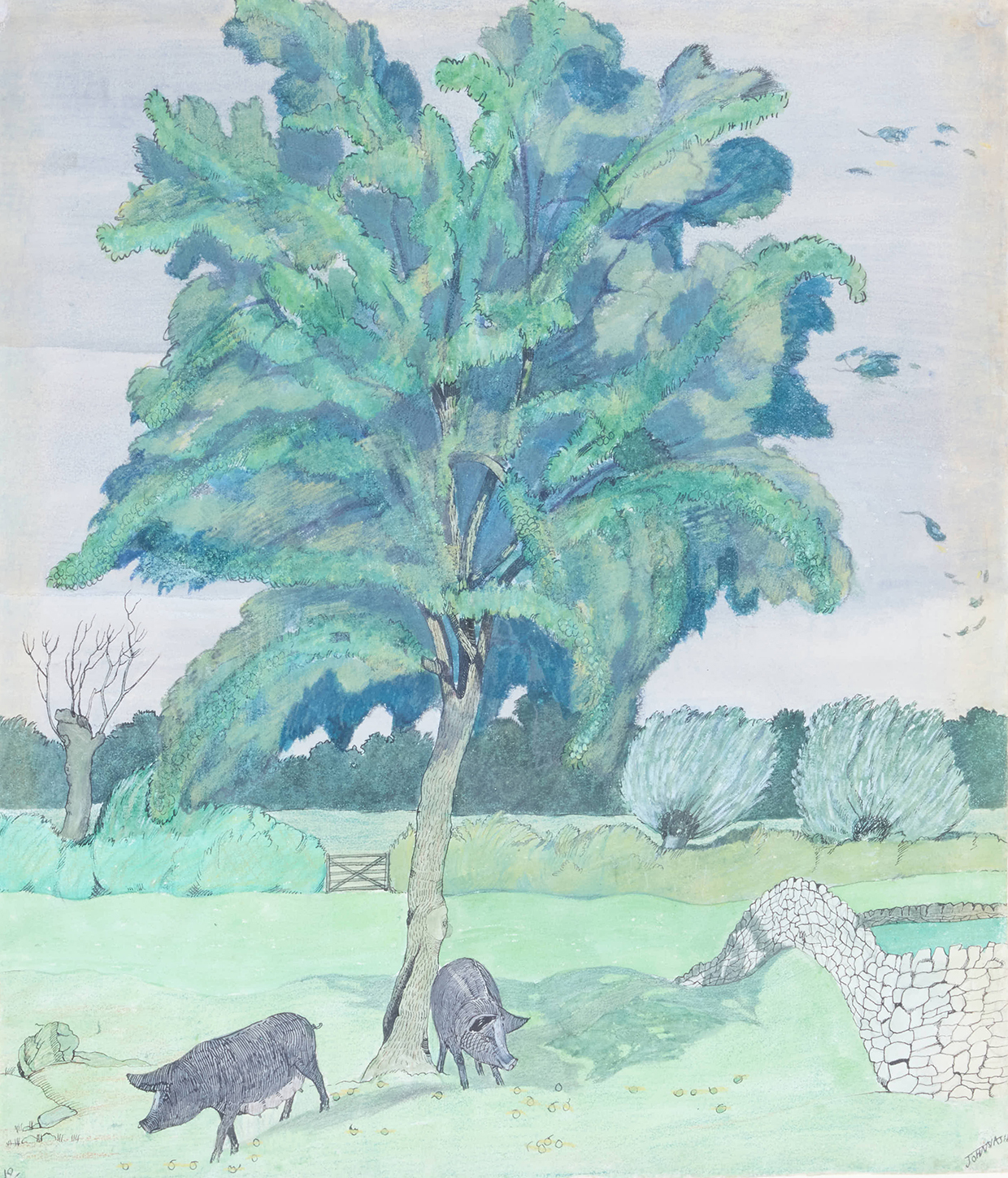 Inline Image - Lot 33: John Nash (British 1893-1977), 'Acorns', Watercolour, ink, crayon and pencil | Est. £20,000-30,000 (+ fees)