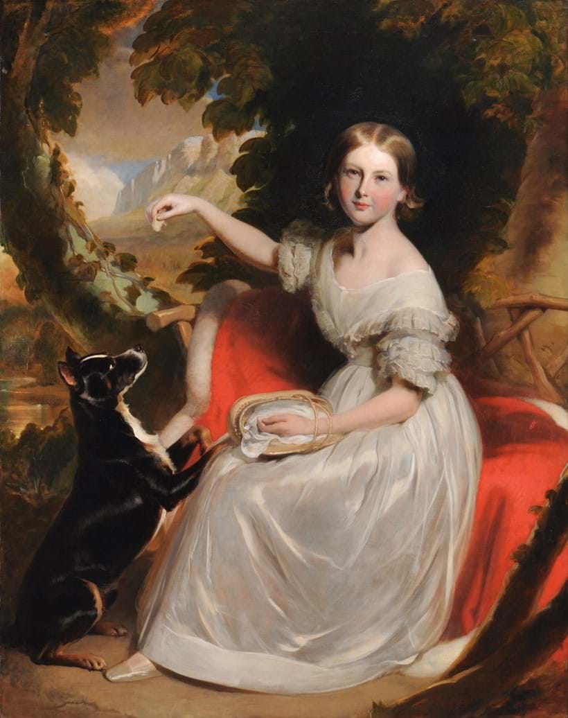 Inline Image - Stephen Catterson Smith the Elder (British 1806-1872), 'Portrait of Marianne Gage, seated on a red cloak', oil on canvas, est. £12,000-15,000 (+fees)