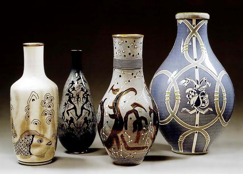 Inline Image - Left-Right: 1930s vase, 3 1950s vases by Boutaleb, Charlemagne, Hilare
