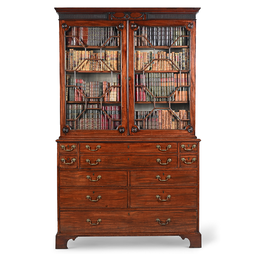 A fine George III mahogany secretaire bookcase attributed to Thomas Chippendale, circa 1775