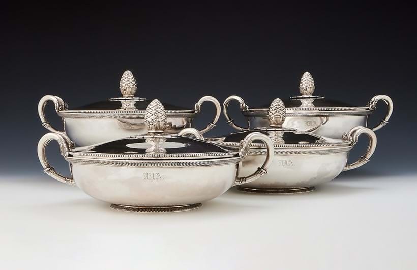Inline Image - Lot 373: A set of four French silver vegetable dishes, Jacques-Henri Fauconnier, Paris 1819 - 1838, .950 Standard | Sold for £12,065