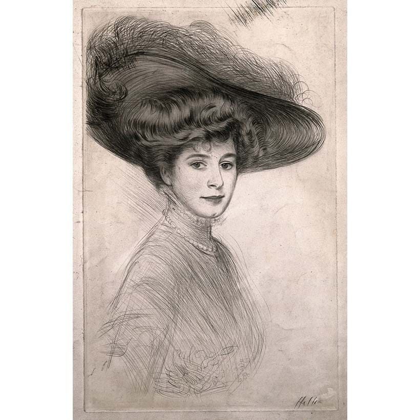 Inline Image - Gwendoline Maud Syrie, née Barnardo (later Syrie Wellcome, later Syrie Maugham). Drypoint by Paul César Helleu, ca. 1901 | © Paul Helleu/ Wellcome Library