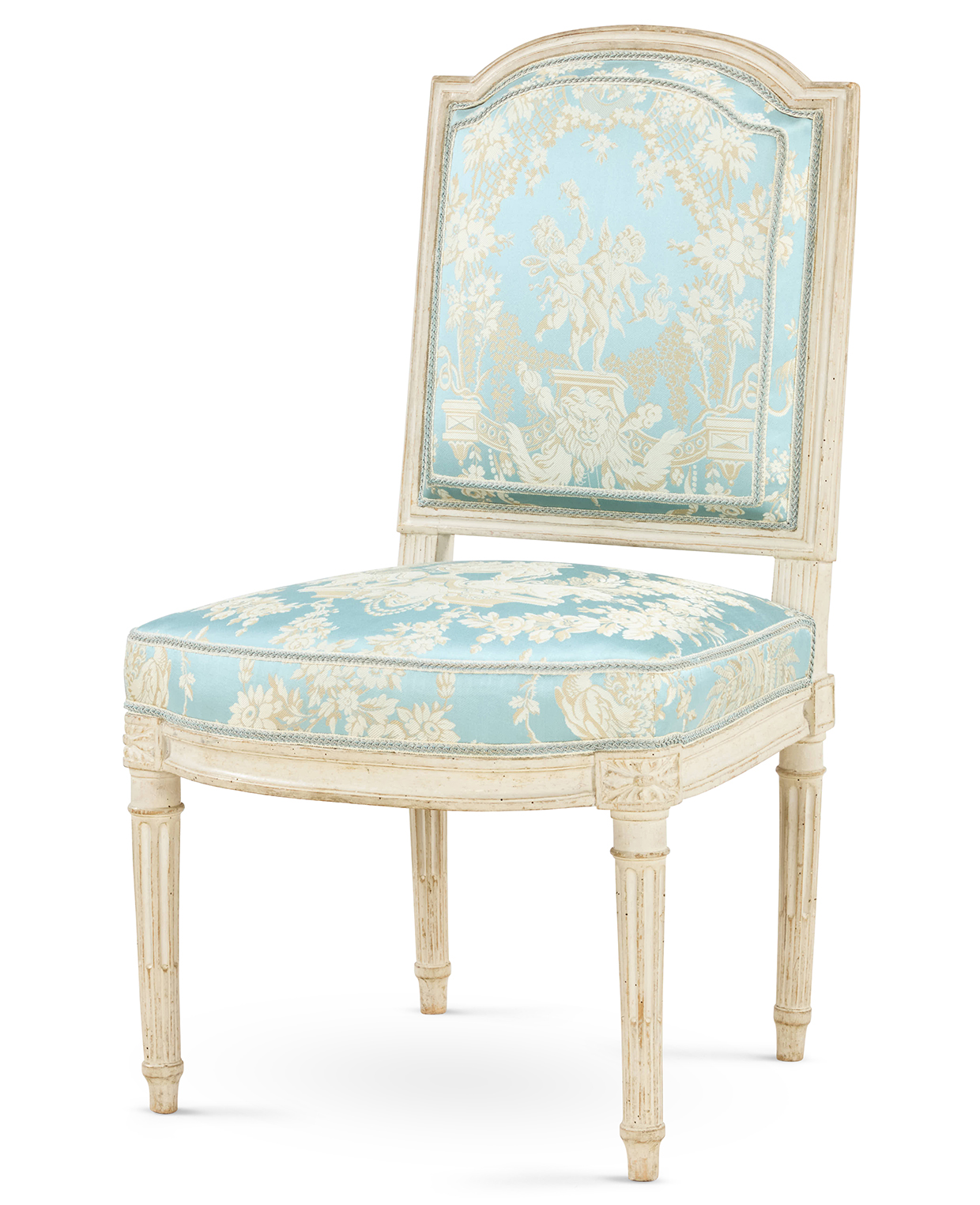 Inline Image - Lot 7: ‡ A Royal Louis XVI white-painted and upholstered chaise a La Reine, circa 1785, attributed to Jean-Baptiste Boulard | Est. £4,000-6,000 (+ fees)