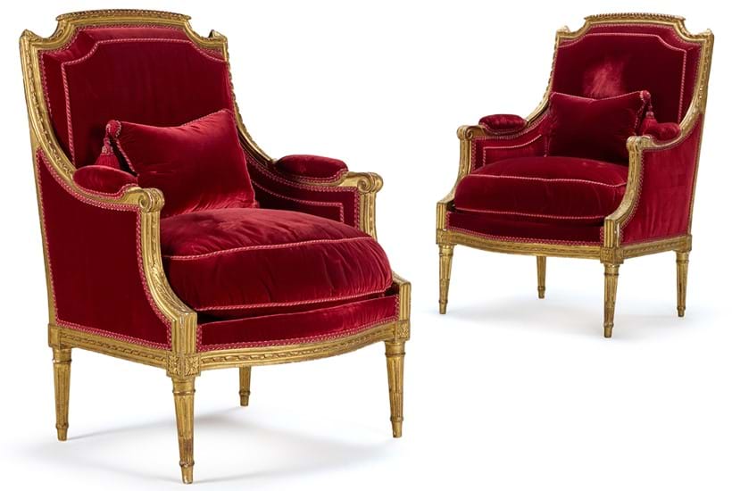 Inline Image - Lot 21: Pair of Louis XVI giltwood bergères a La Reine, by Pierre Brizard, circa 1780 | Est. £7,000-10,000 (+ fees)
