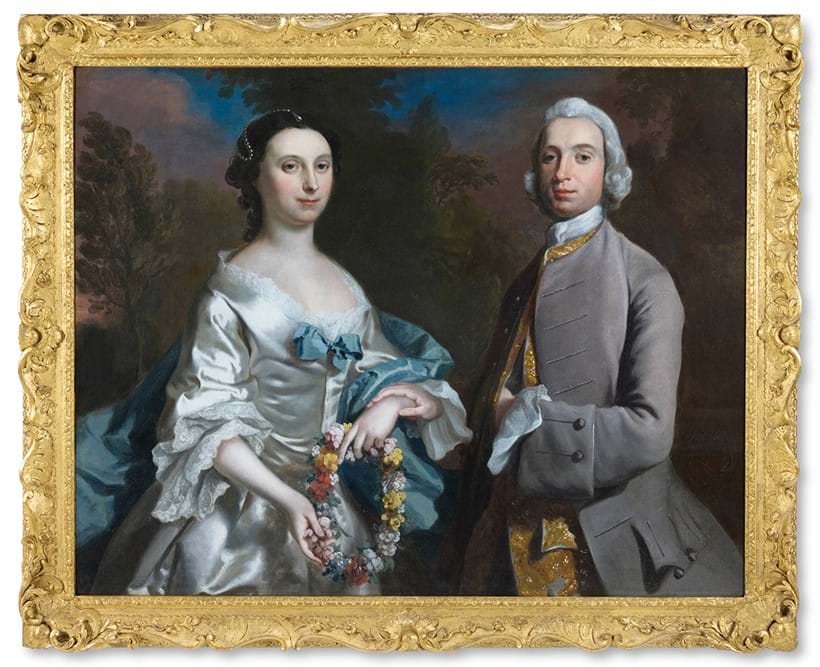 Inline Image - Lot 30: Joseph Highmore (British 1692-1780), 'Double portrait of Mr Edward Pryce (B.1723) of Gunley and Mrs Frances Pryce, nee Egerton of Trelydan', Oil on canvas | Est. £15,000-20,000 (+ fees)