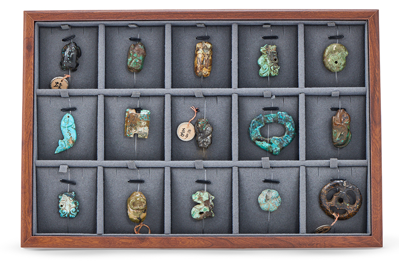 Lot 67 A box of fifteen carved Chinese turquoise models of various animals, Shang-Ming Dynasty.jpg